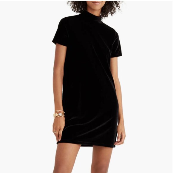 Madewell Dresses & Skirts - NWT MADEWELL Women's Black Velvet Mockneck Mini Shift Dress Sz Small